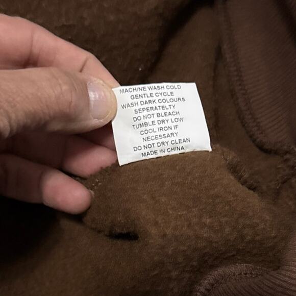 Named Collective Full Zip Hoodie Large Unisex Chocolate Brown Embroidered Grunge - Picture 5 of 9